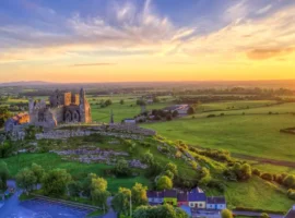 The Rock of Cashel, one of Ireland’s top attractions, group of Medieval buildings set on limestone.