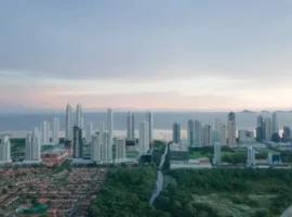 Aerial view of Costa del Este in Panama City, Panama